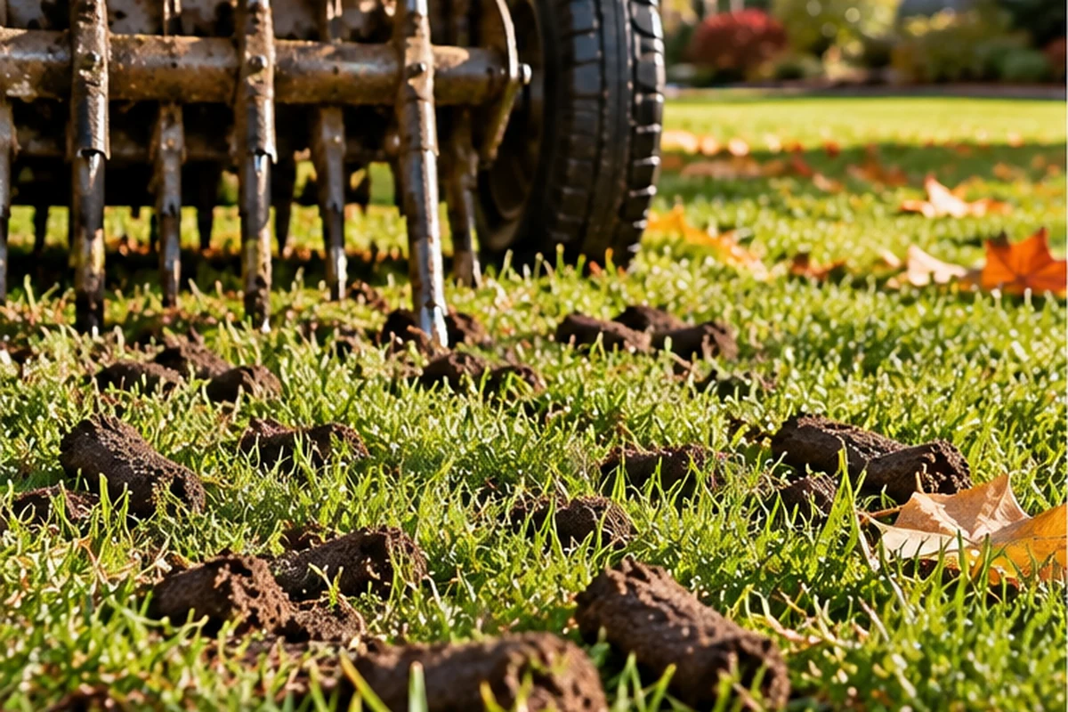 Healthy northern Connecticut lawn prepared for fall aeration and overseeding